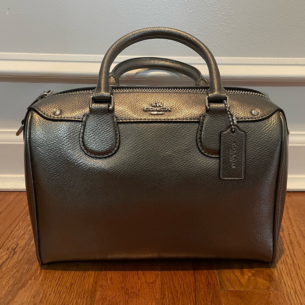 Coach Mini Bennett Satchel Leather Handbag Silver Gunmetal LIKE NEW